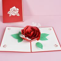 Paper 3D Greeting Card, Flower, printing, handmade & 3D effect, red 