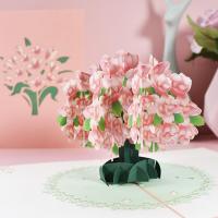 Paper 3D Greeting Card, Flower, printing, handmade & 3D effect, pink 