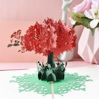 Paper 3D Greeting Card, Flower, printing, handmade & 3D effect, red 