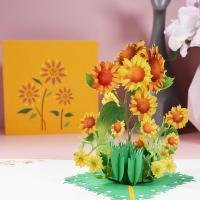 Paper 3D Greeting Card, Sunflower, printing, handmade & 3D effect, yellow 