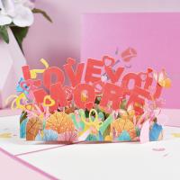 Paper 3D Greeting Card, printing, handmade & 3D effect, mixed colors 