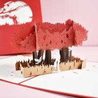 Paper 3D Greeting Card, printing, handmade & 3D effect, red 