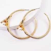 Zinc Alloy Stud Earring, plated, fashion jewelry, gold, 63mm 