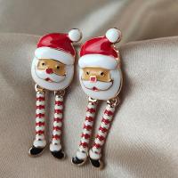 Boucles d'oreilles de Noël, alliage de zinc, bijoux de mode, Or, 4.5cmX1.5cm, Vendu par paire