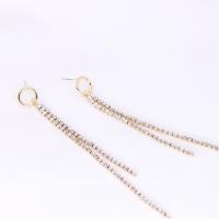 Zinc Alloy Rhinestone Drop Earring, with Rhinestone, fashion jewelry, silver color, 10.5cm 