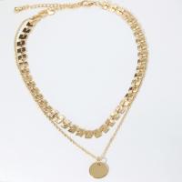 Multi слой ожерелье, цинковый сплав, Другое покрытие, ювелирные изделия моды, золотой, длина:Приблизительно 38 см, продается Strand