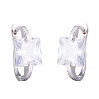 Brass Huggie Hoop Earring, with Cubic Zirconia, plated, for woman 