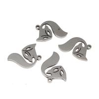 Stainless Steel Animal Pendants, Fox, plated, DIY, silver color, 14*11*1mm 