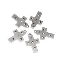 Stainless Steel Cross Pendants, plated, DIY, silver color, 17*11*1mm 