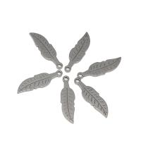 Stainless Steel Leaf Pendant, plated, DIY, silver color, 17*5*1mm 