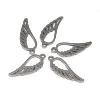 Stainless Steel Wing Shape Pendant, plated, DIY, silver color, 17*6*1mm 