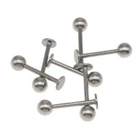 Stainless Steel Ear Piercing Jewelry, plated, DIY, silver color, 14*4mm 