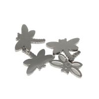 Stainless Steel Earring Stud Component, Dragonfly, plated, DIY, silver color, 12*4mm 