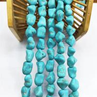 Synthetische Türkis Perlen, Synthetisches Blau Türkis, Unregelmäßige, poliert, DIY, blau, 11x13mm, ca. 31PCs/Strang, verkauft von Strang
