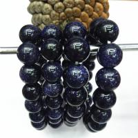 Blue Goldstone Bracelet, Blue Sandstone, Round, polished, Unisex blue Approx 7.5 Inch 