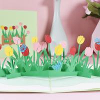 Paper 3D Greeting Card, Tulip, printing, handmade & 3D effect, mixed colors 