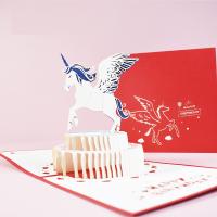 Paper 3D Greeting Card, Unicorn, printing, handmade & 3D effect 