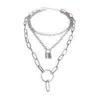Fashion Multi Layer Necklace, Zinc Alloy, with 3.14 inch extender chain, Lock, plated, for woman & multi-strand 2.5cm,38cm,45cm,57cm 