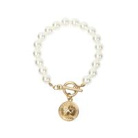 Collier de perles en plastique, alliage de zinc, avec perle de plastique, Placage de couleur d'or, styles différents pour le choix & pour femme, 45cm,15cm, Vendu par brin