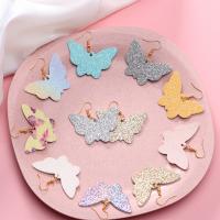 PU Leather Drop Earring, Butterfly, fashion jewelry & for woman 