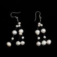 Sterling Silver Pearl Drop Earring, 925 Sterling Silver, with Freshwater Pearl, for woman, white 