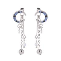 Zinc Alloy Drop Earring, with Cubic Zirconia, fashion jewelry, silver color 