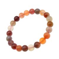 Agate Bracelets, Round, polished, fashion jewelry & elastic mixed colors .5 Inch 