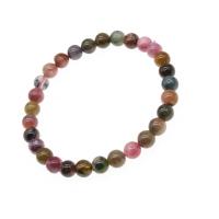 Tourmaline Bracelet, Round, polished, fashion jewelry & elastic mixed colors .5 Inch 