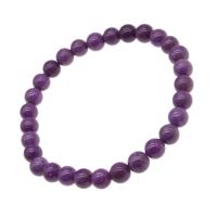 Gemstone Bracelets, Natural Lepidolite, Round, polished, fashion jewelry purple .5 Inch 
