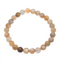 Лунный камень браслет, Круглая, полированный, ювелирные изделия моды & разный размер для выбора, разноцветный, длина:7.5 дюймовый, продается Strand