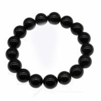 Gemstone Bracelets, Schorl, Round, polished, fashion jewelry black .5 Inch 