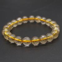 Quartz Bracelets, Rutilated Quartz, Round, polished, fashion jewelry golden .5 Inch 