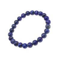 Natural Lapis Lazuli Bracelet, Round, polished, fashion jewelry blue .5 Inch 