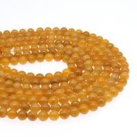 perles en Jade jaune, jaune de jade, Rond, poli, DIY & normes différentes pour le choix, Jaune cm, Vendu par brin