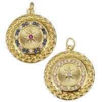 Cubic Zirconia Micro Pave Brass Pendant, Round, plated, fashion jewelry & DIY & for woman & with cubic zirconia Approx 3mm 