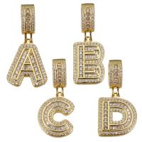 Cubic Zirconia Micro Pave Brass Pendant, Alphabet Letter, plated, fashion jewelry & DIY & for woman & with cubic zirconia Approx 