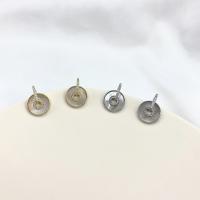 Freshwater Shell Earring, Brass, with Freshwater Shell, plated, micro pave cubic zirconia & for woman 