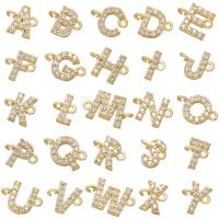 Cubic Zirconia Micro Pave Brass Connector, Alphabet Letter, plated & micro pave cubic zirconia Approx 1mm 