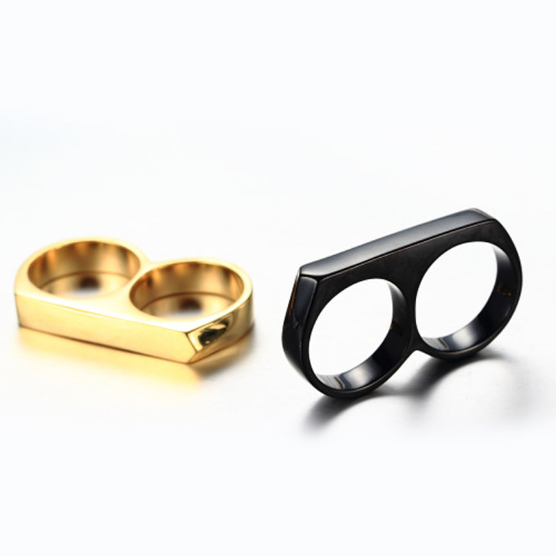 титан Двойной цепи ссылку палец кольцо, Другое покрытие, разный размер для выбора & Мужский, Много цветов для выбора, продается PC