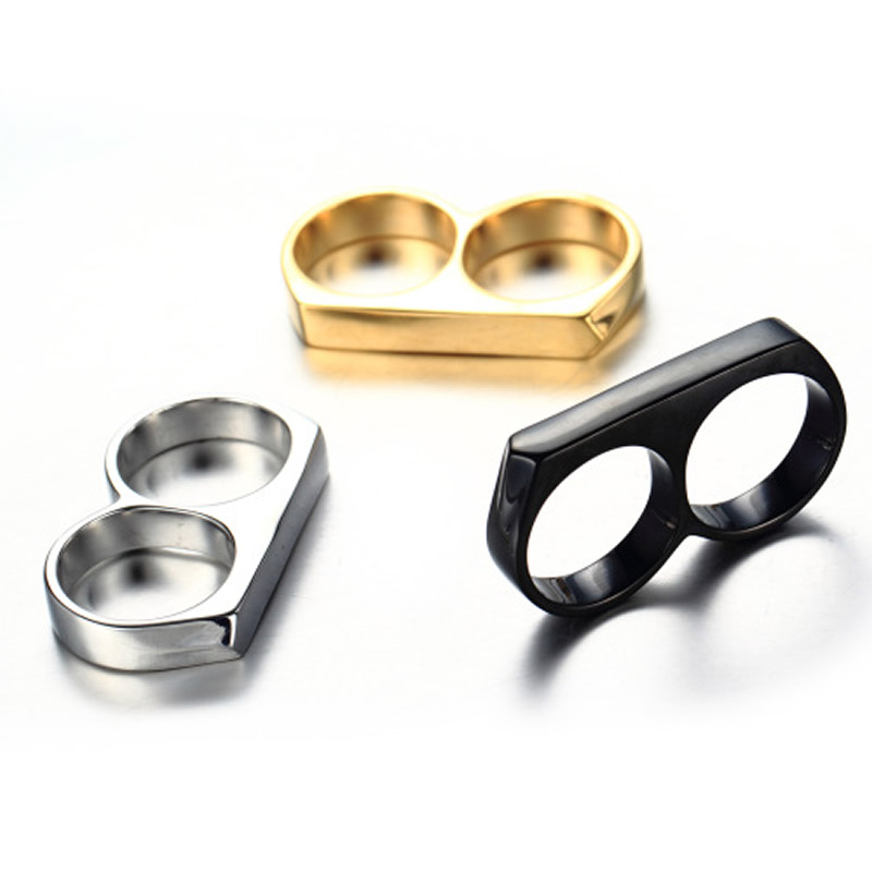титан Двойной цепи ссылку палец кольцо, Другое покрытие, разный размер для выбора & Мужский, Много цветов для выбора, продается PC