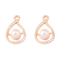 Brass Jewelry Pendants, with pearl, Teardrop, plated, DIY, rose gold color, 23*14*7mm Approx 1mm 
