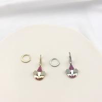 Asymmetric Earrings, Brass, clown, plated, micro pave cubic zirconia & for woman 