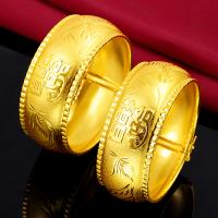 Латунный браслет, Латунь, плакированный настоящим золотом, Женский, 25mm, внутренний диаметр:Приблизительно 60mm, продается PC