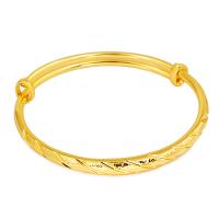 Brass Bangle, real gold plated, sand blast & for woman, 3.5mm, Inner Approx 58mm 