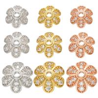Brass Bead Cap, Flower, plated & micro pave cubic zirconia 