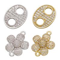 Cubic Zirconia Micro Pave Brass Connector, plated & micro pave cubic zirconia 