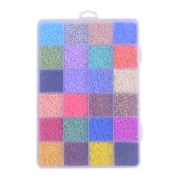 Opaque Rainbow Glass Seed Beads, Seedbead, with Plastic Box, Round, stoving varnish, 24 color & DIY 