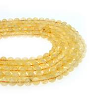Citrin Naturperlen, Gelbquarz Perlen, rund, poliert, DIY & verschiedene Größen vorhanden, gelb, verkauft von Strang