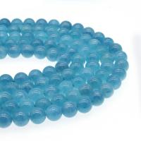Aquamarin Perlen, rund, poliert, DIY & verschiedene Größen vorhanden, blau, verkauft von Strang