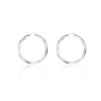 Titanium Steel Hoop Earring, Donut, polished, fashion jewelry, silver color, 43.5*5.25mm 